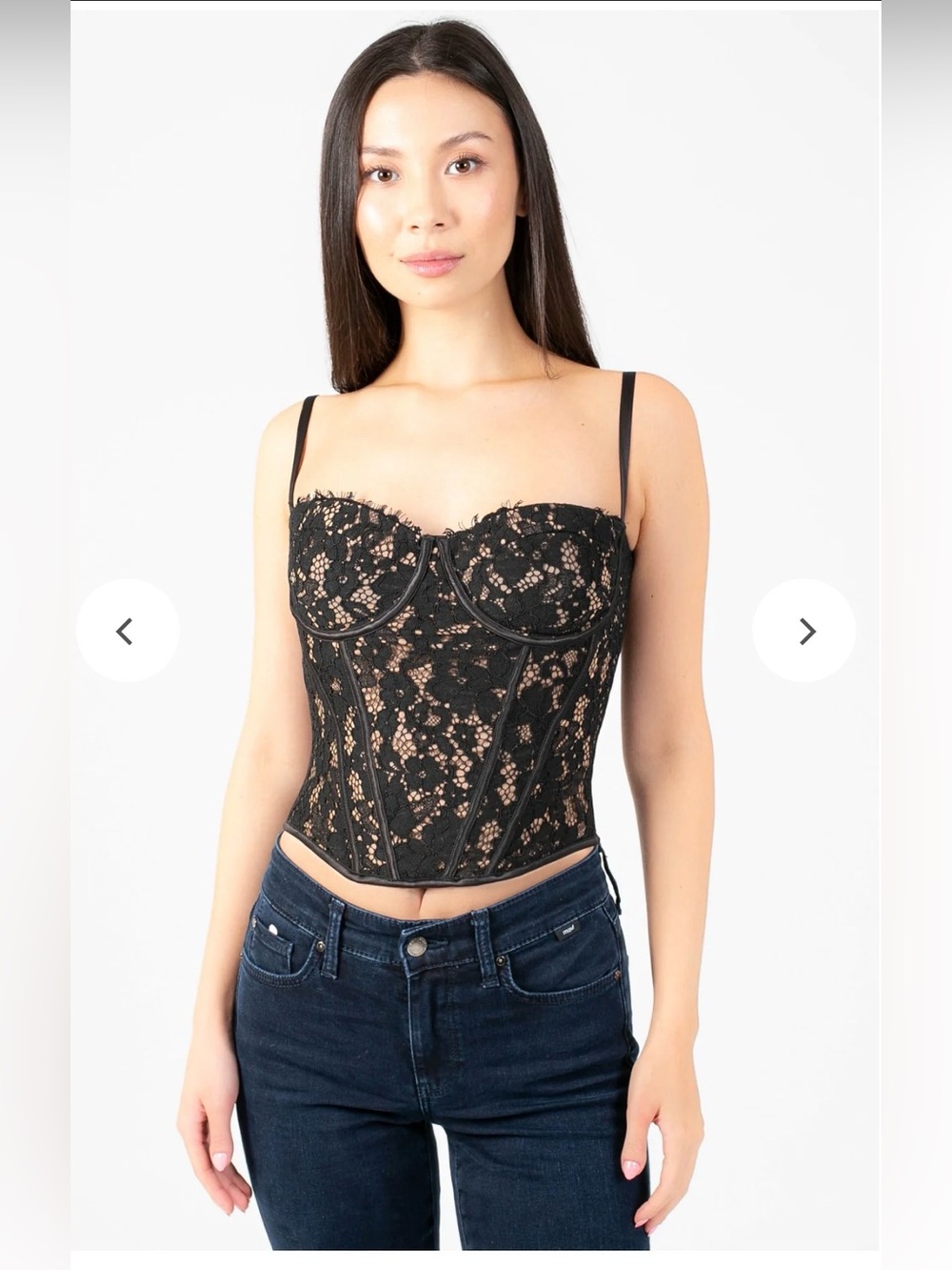 HONEY Bustier Corset Top with Nude Lining and Black Lace Size L